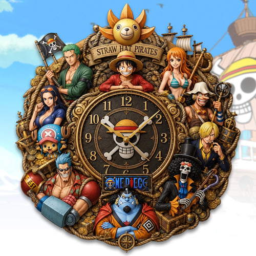 Anime Strawhat Pirates Acrylic Hanging Wall Clock - Personalized Gifts For Anime Lovers