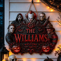 Personalized Halloween Horror Characters Welcome Sign- Custom Family Name Horror Decor
