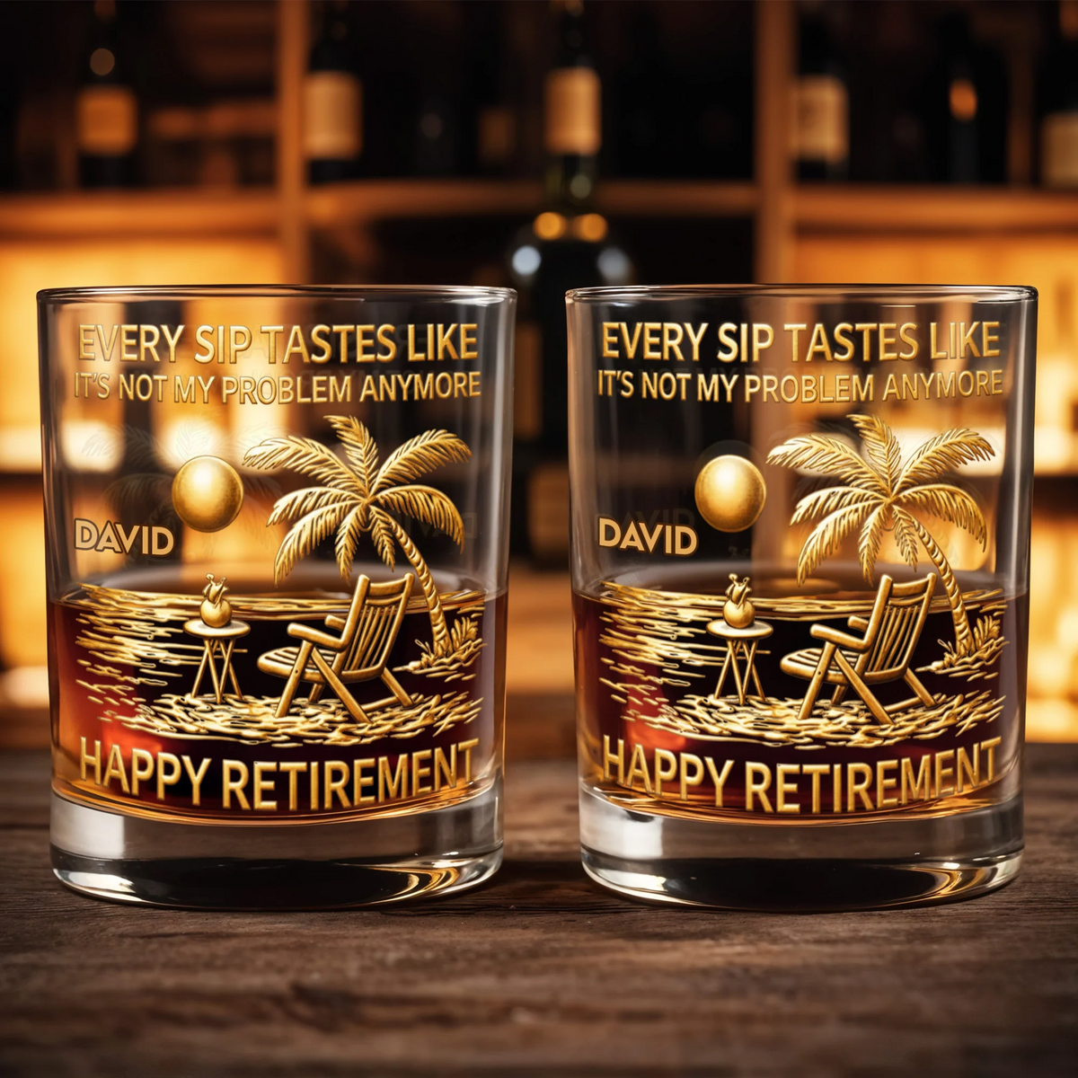 Every Sip Tastes Like Happy Retirement, Personalized Custom Whiskey Glass