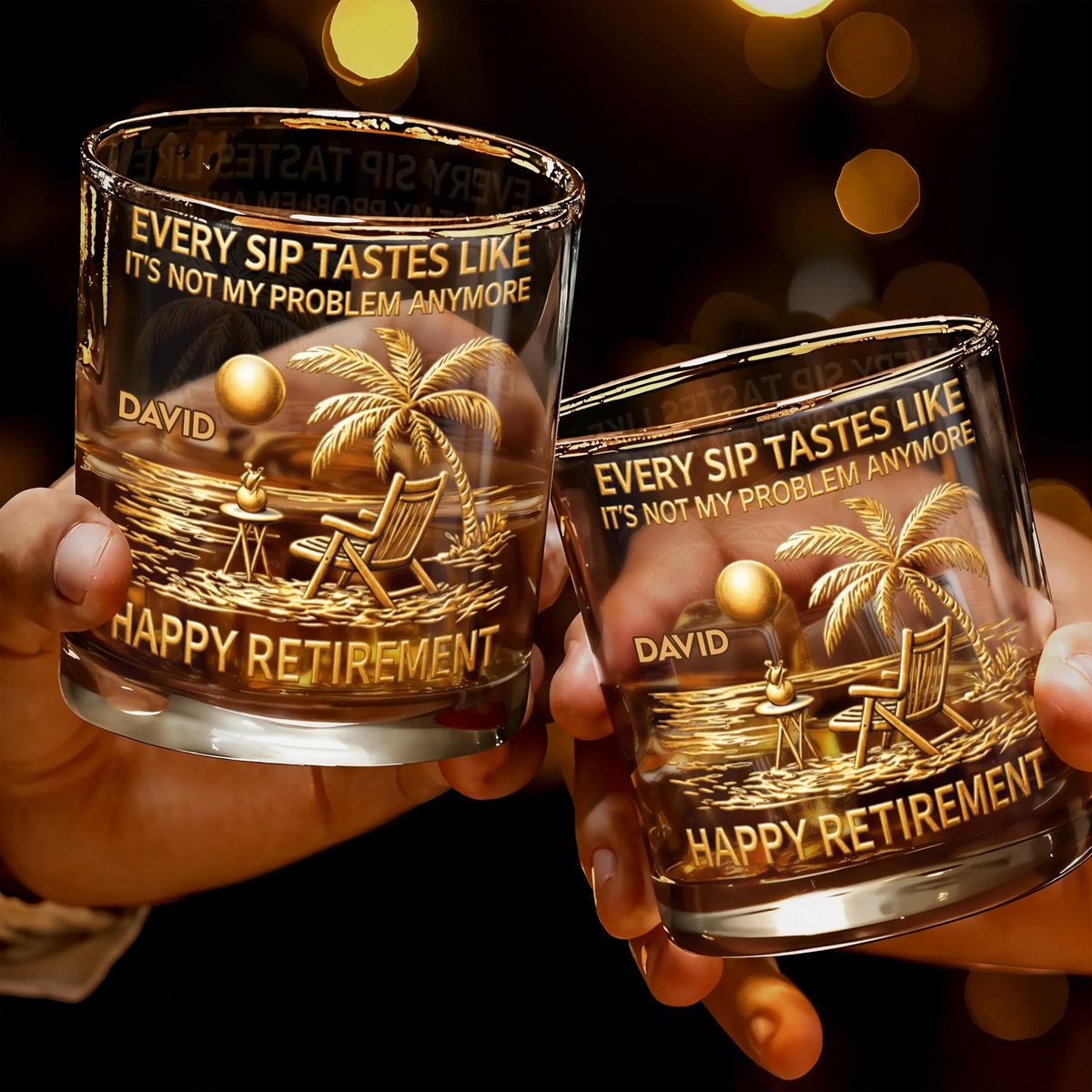 Every Sip Tastes Like Happy Retirement, Personalized Custom Whiskey Glass