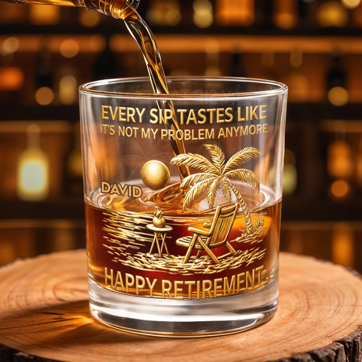 Every Sip Tastes Like Happy Retirement, Personalized Custom Whiskey Glass