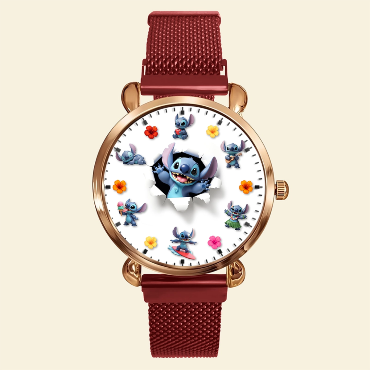 Blue Alien Mesh Strap Quartz Watch – Personalized Gifts for Cartoon Lovers