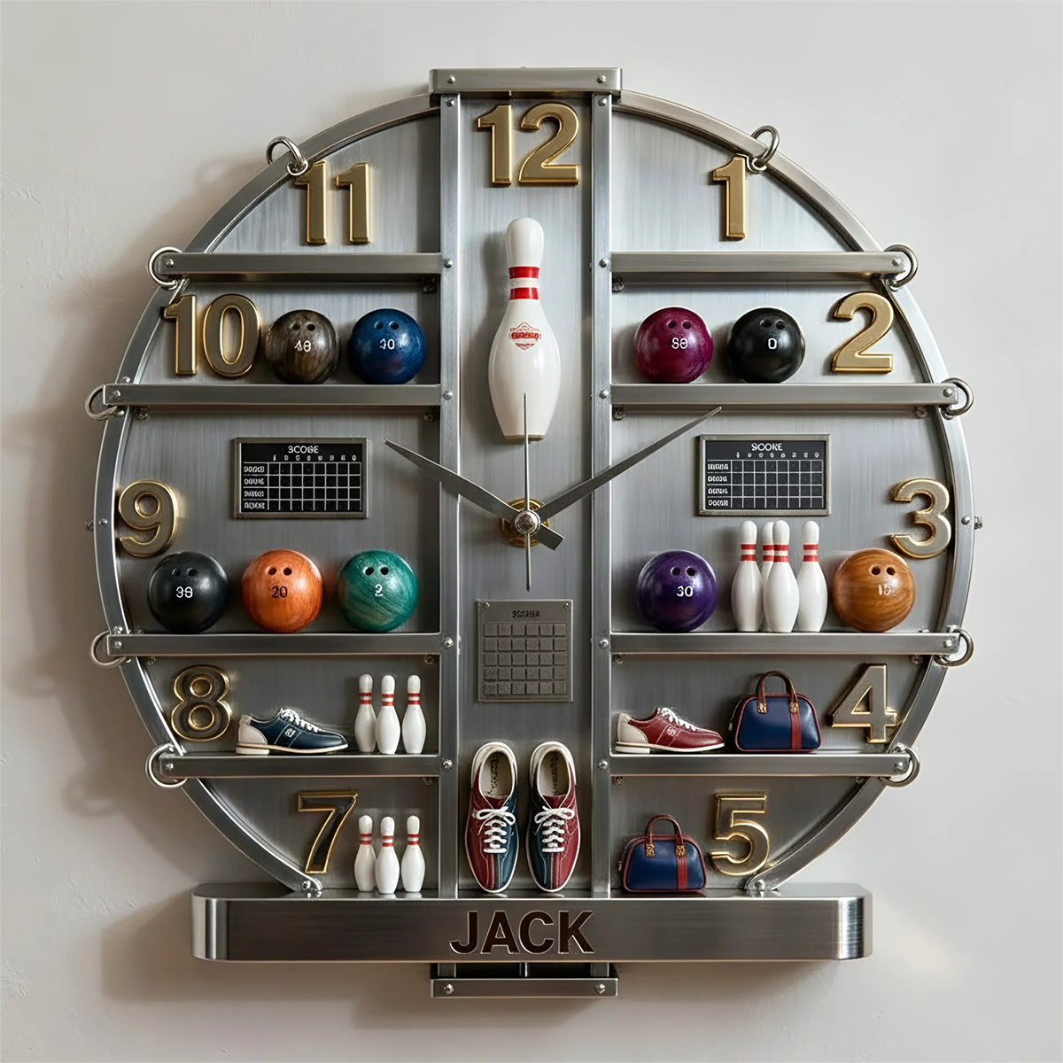 Personalized Bowling Theme - 3D Visual Effect Acrylic Wall Clock