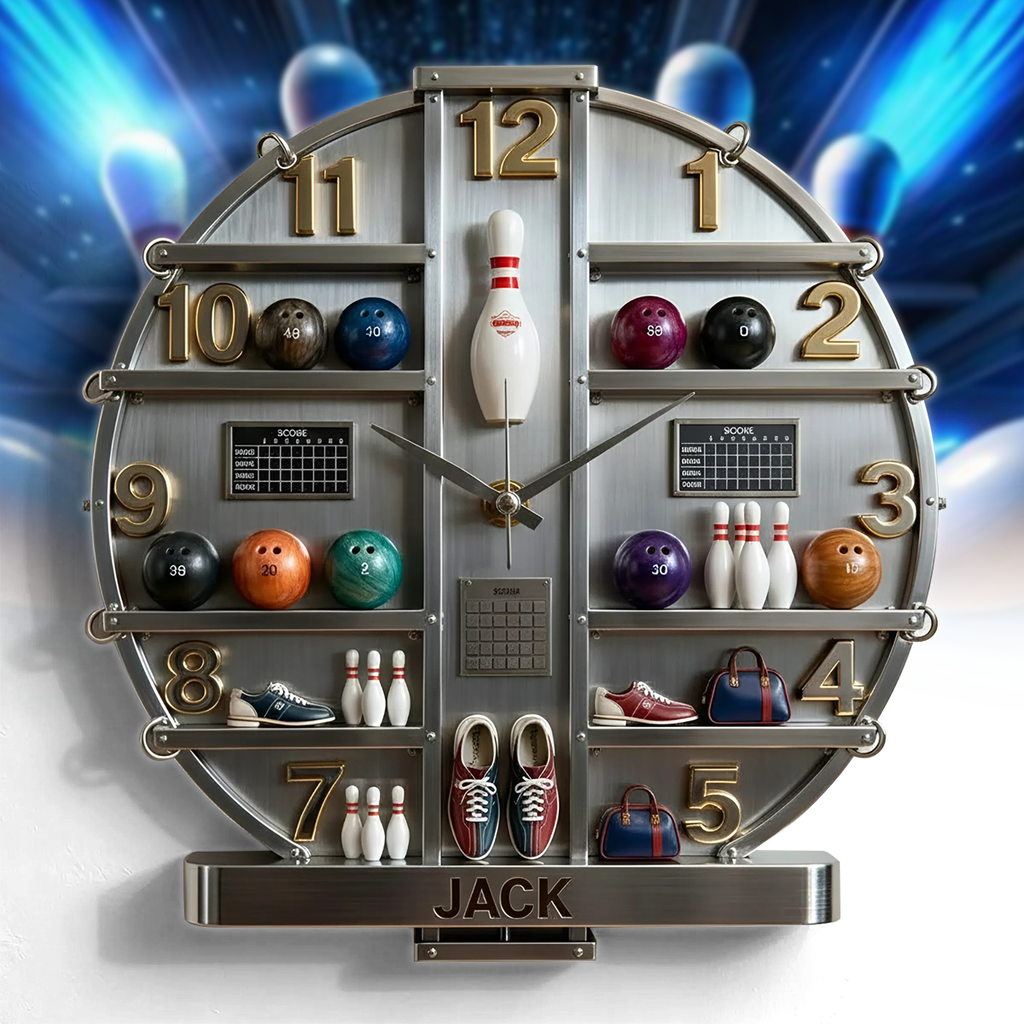 Personalized Bowling Theme - 3D Visual Effect Acrylic Wall Clock