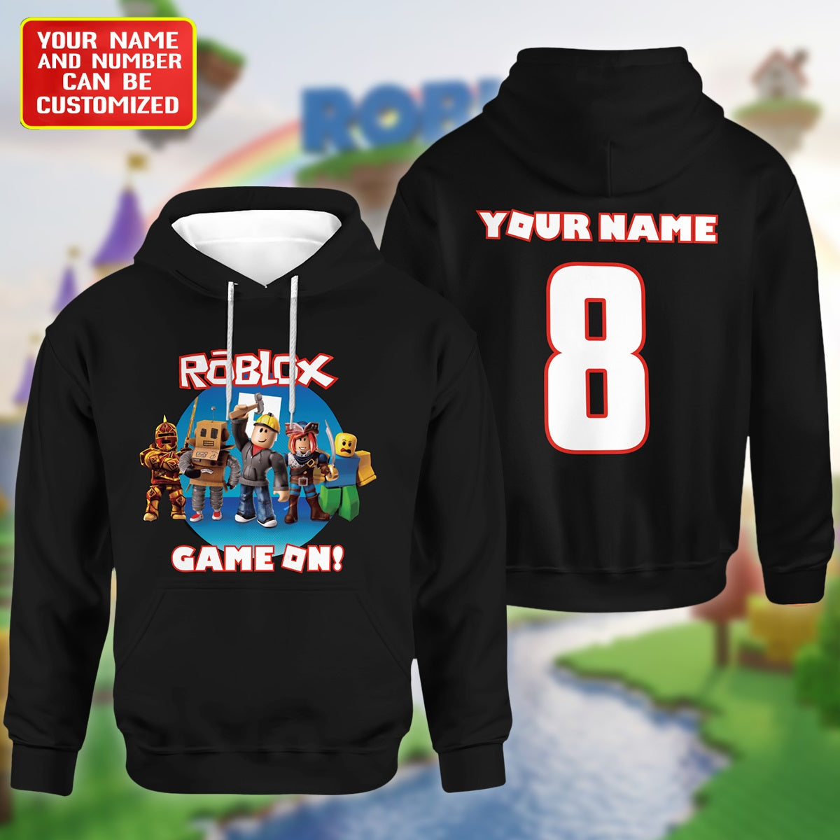 Game On – Personalized Gamer Squad Custom Name & Number Hoodie