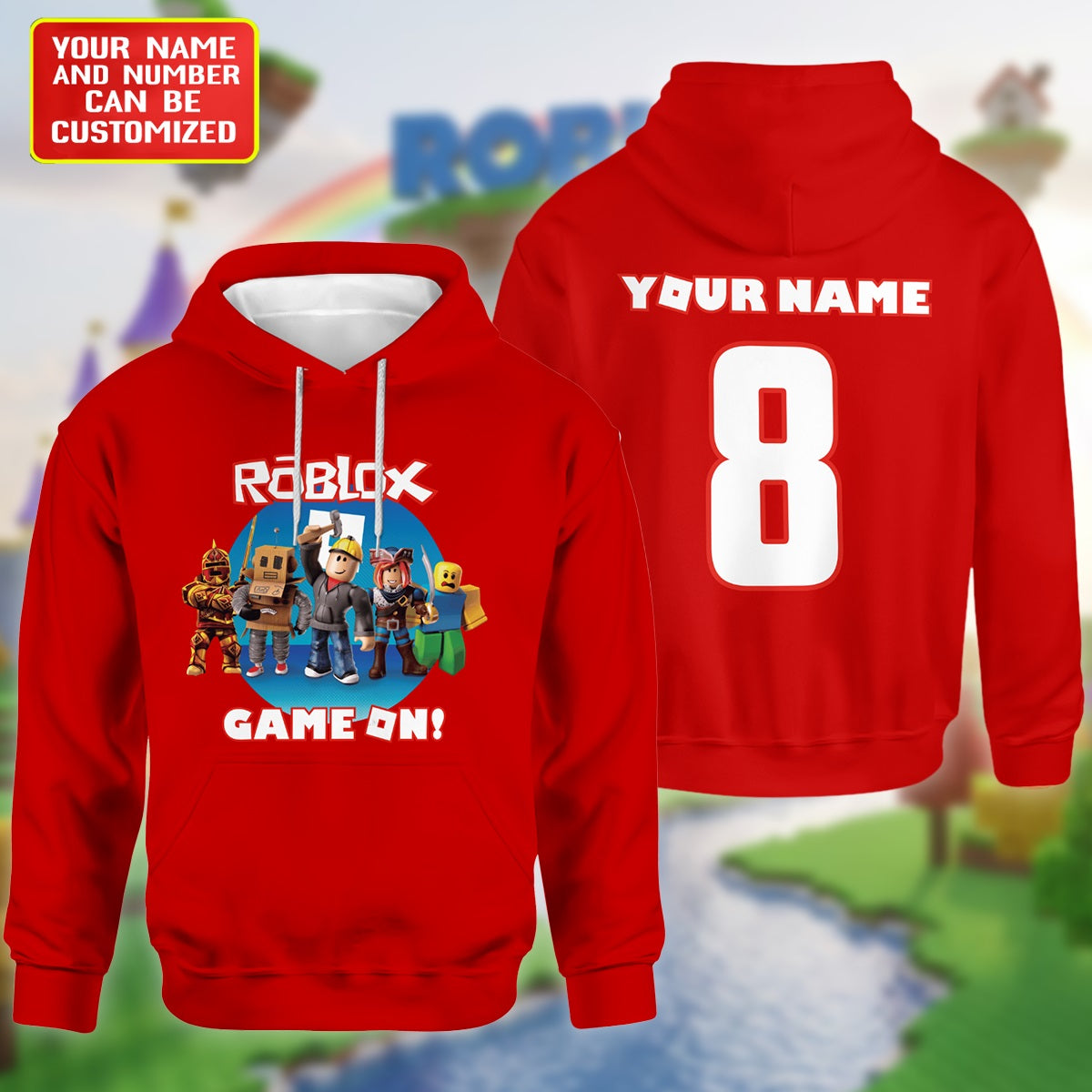 Game On – Personalized Gamer Squad Custom Name & Number Hoodie
