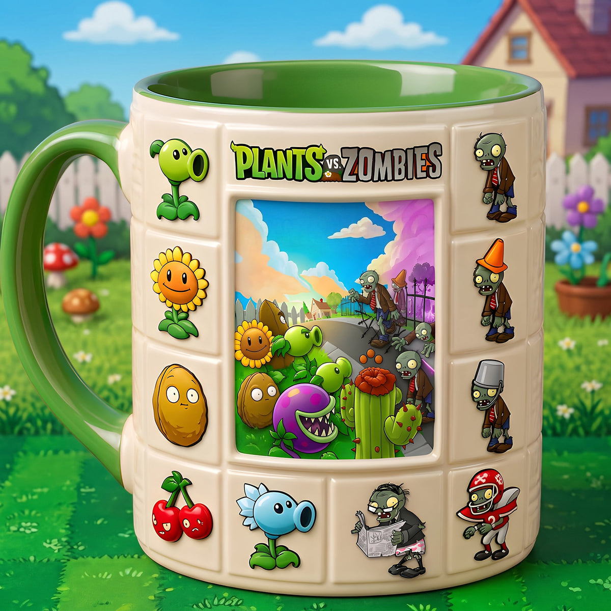 Garden Defenders vs Undead Mug – Funny Plant Battle Coffee Cup