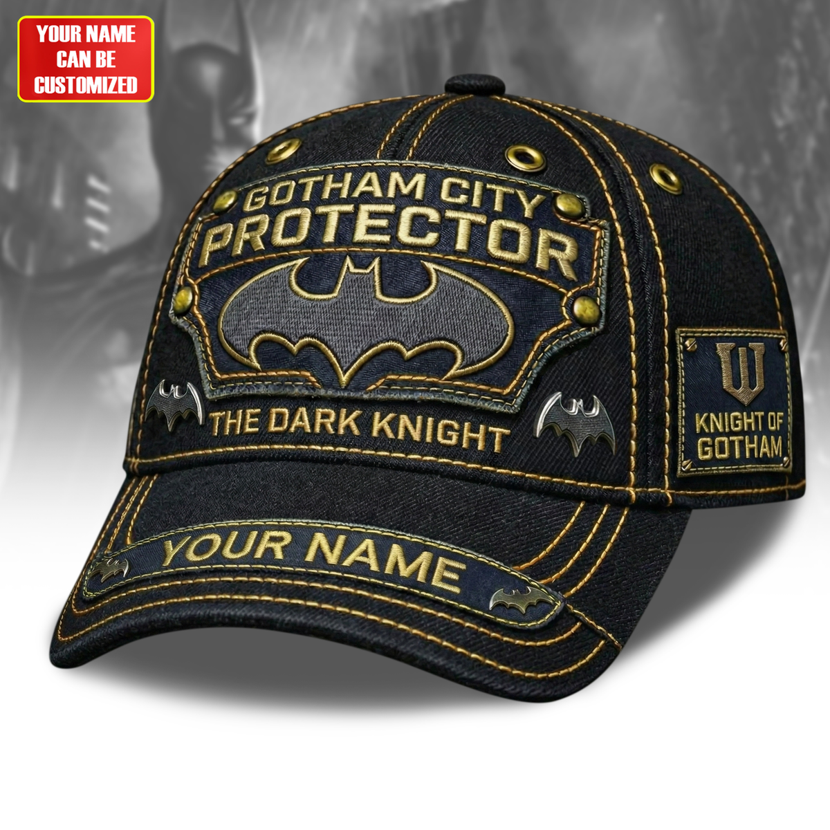 Dark Knight Inspired Personalized Cap – City Guardian Snapback Hat