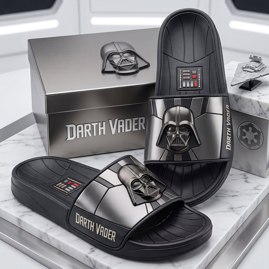 Dark Galactic Lord Leather Sandals – Black Sci-Fi Empire Slides