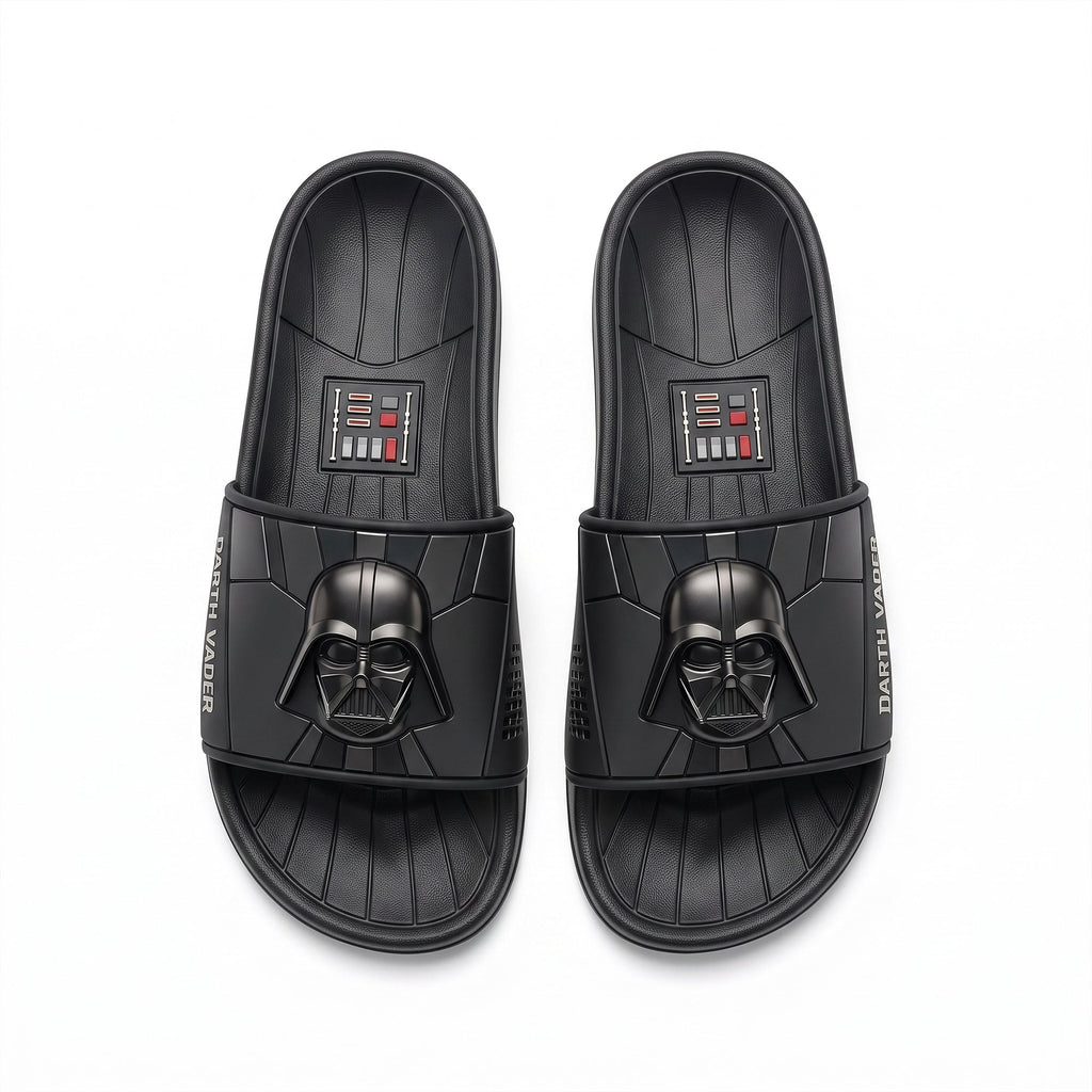 Dark Galactic Lord Leather Sandals – Black Sci-Fi Empire Slides