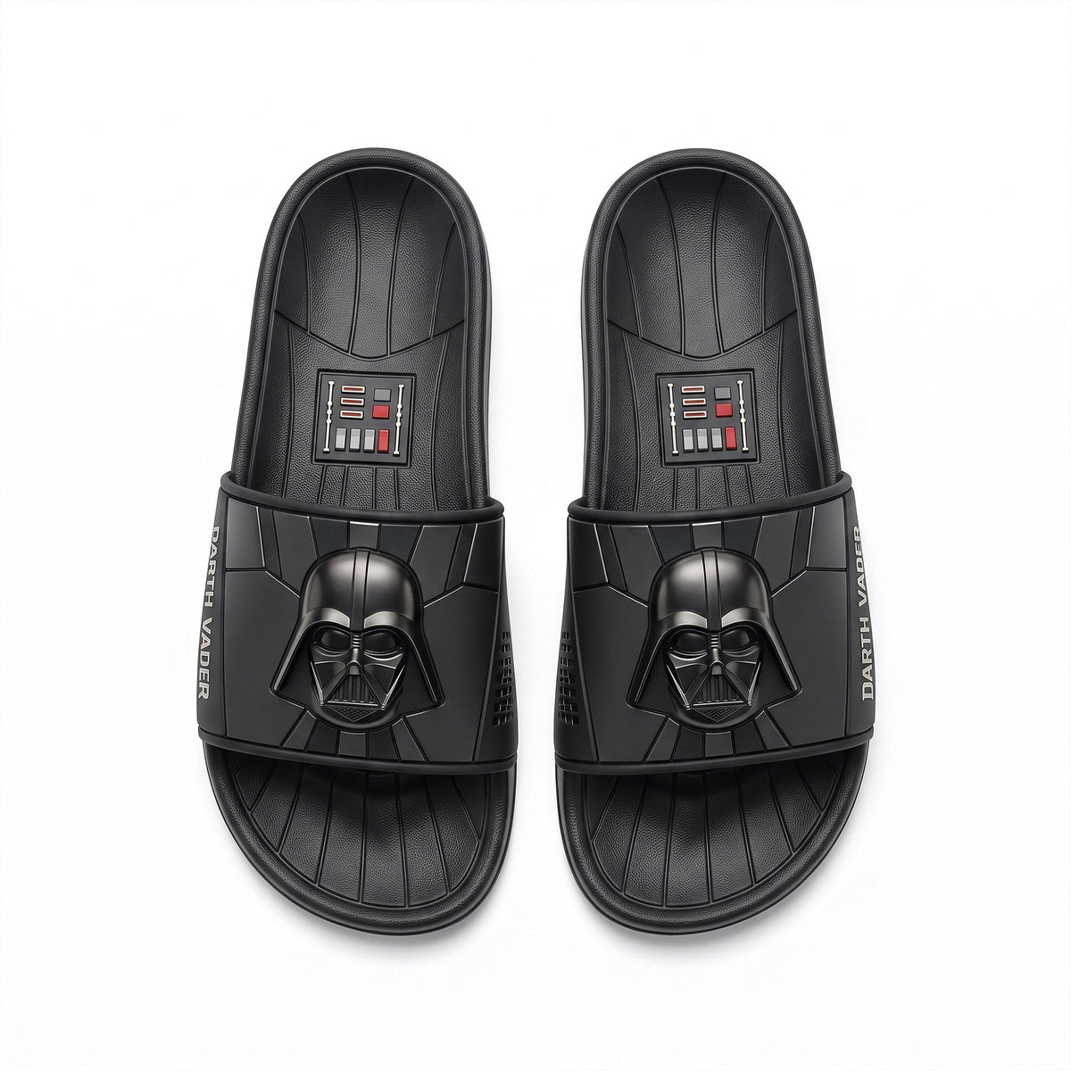 Dark Galactic Lord Leather Sandals – Black Sci-Fi Empire Slides