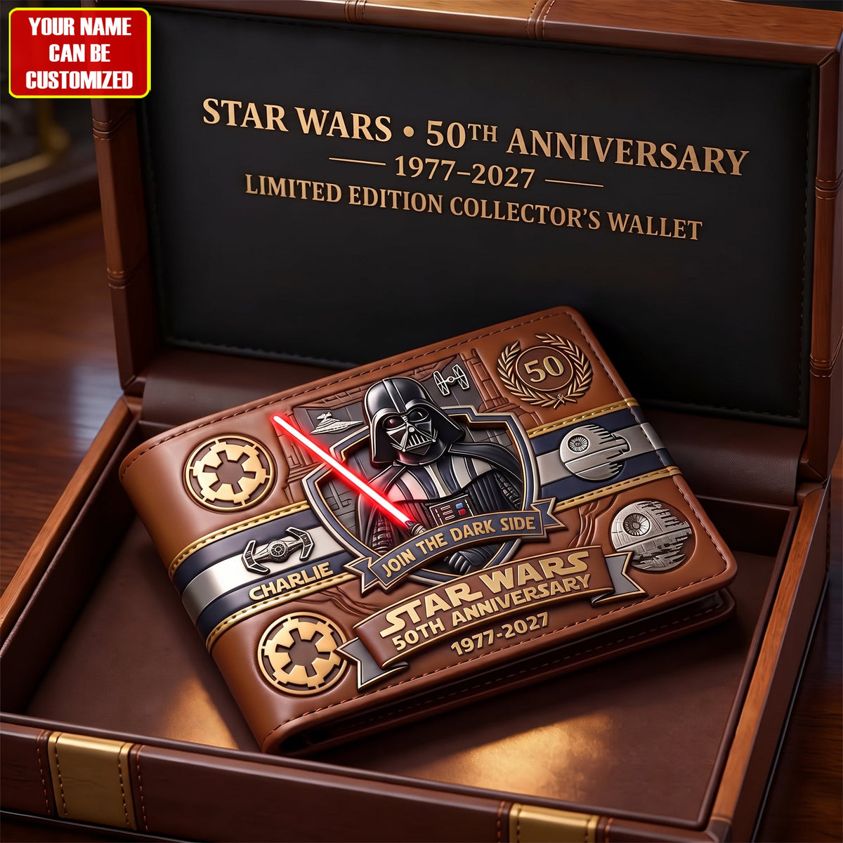 Dark Side 50th - Personalized The Force Leather Wallet