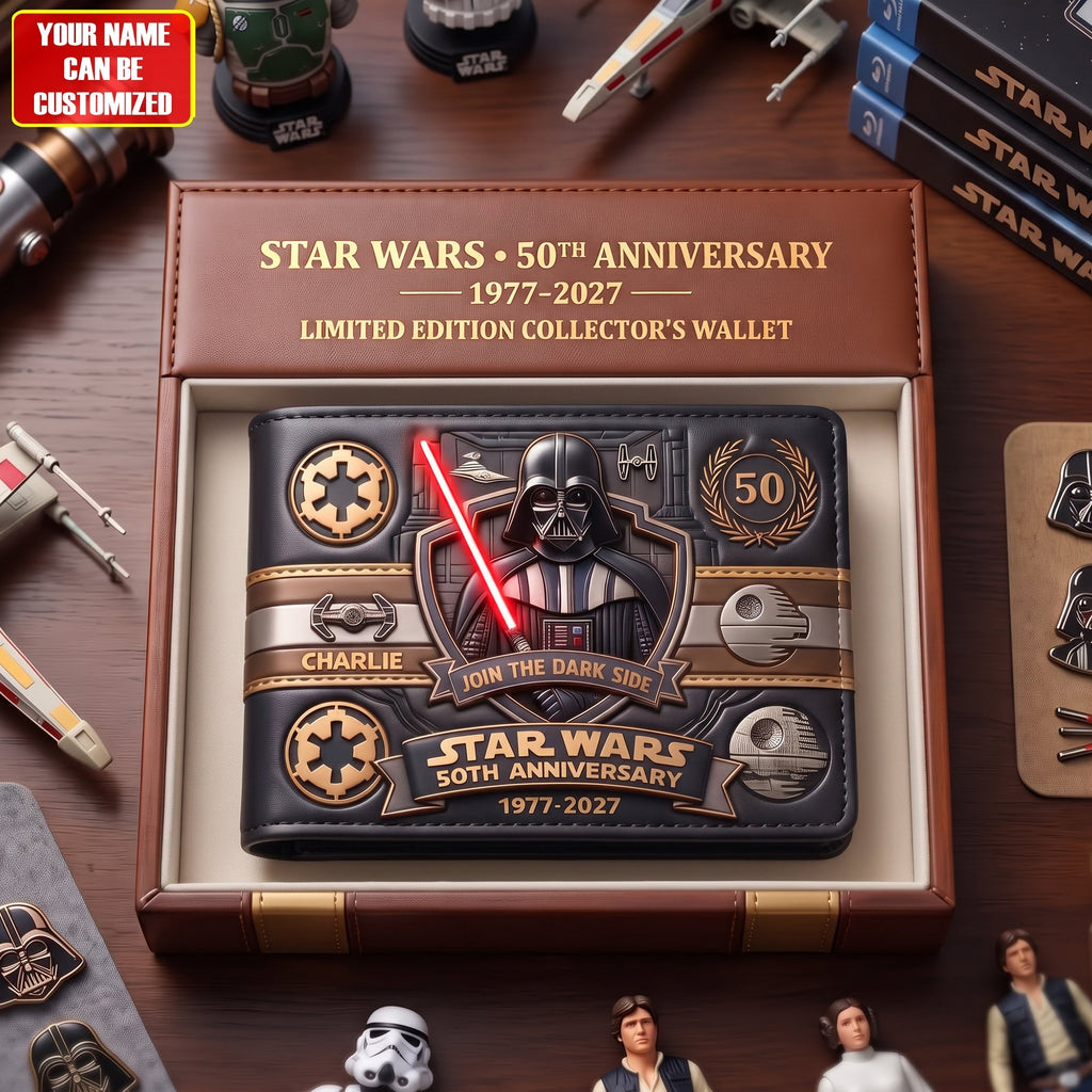 Dark Side 50th - Personalized The Force Leather Wallet