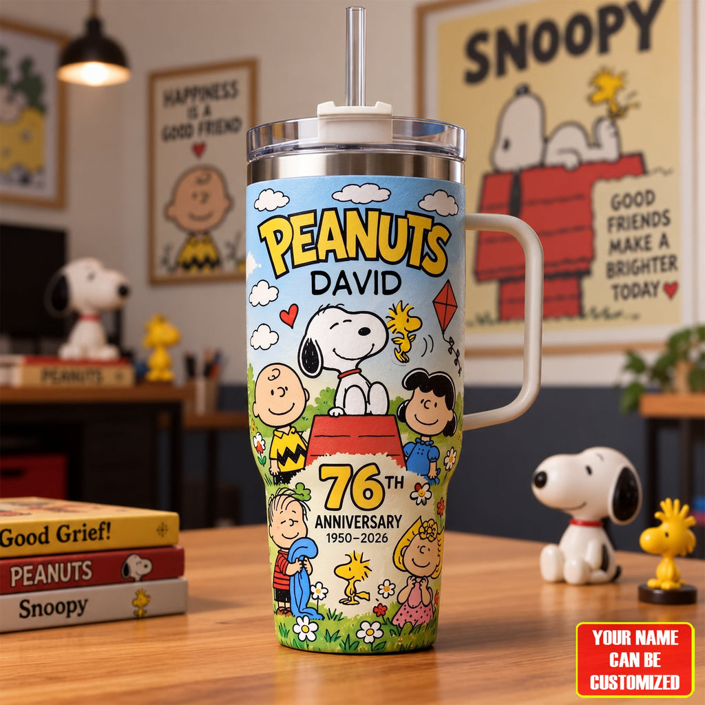 Personalized Classic Puppy & Friends 76th Anniversary Tumbler – Custom Name Cartoon Travel Cup