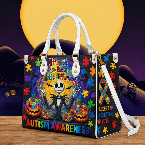 Autism Awareness Halloween Leather Bag - It’s OK to Be Different Gothic Gifts
