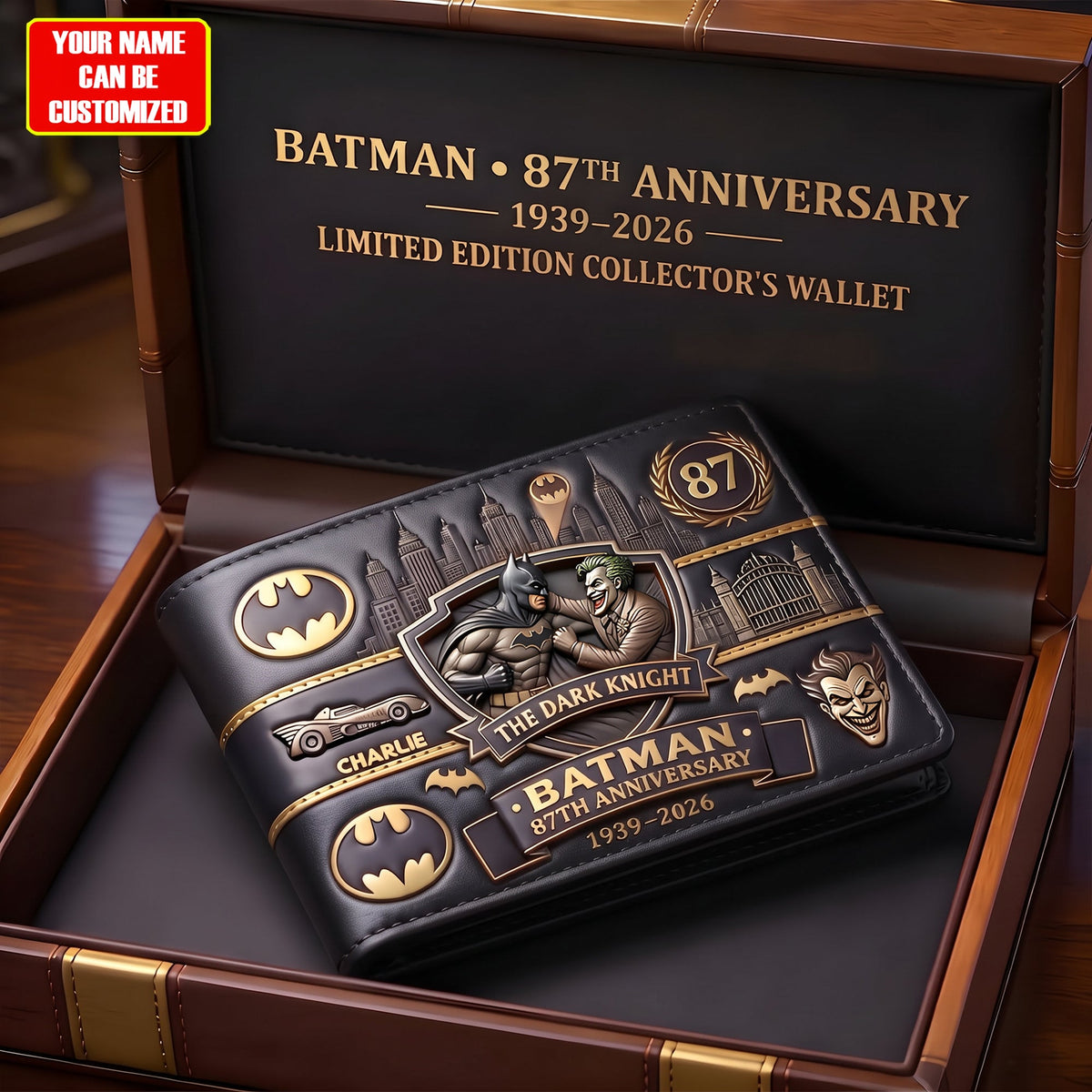 Dark Knight 87th Anniversary Wallet – Custom Name Collector Gift