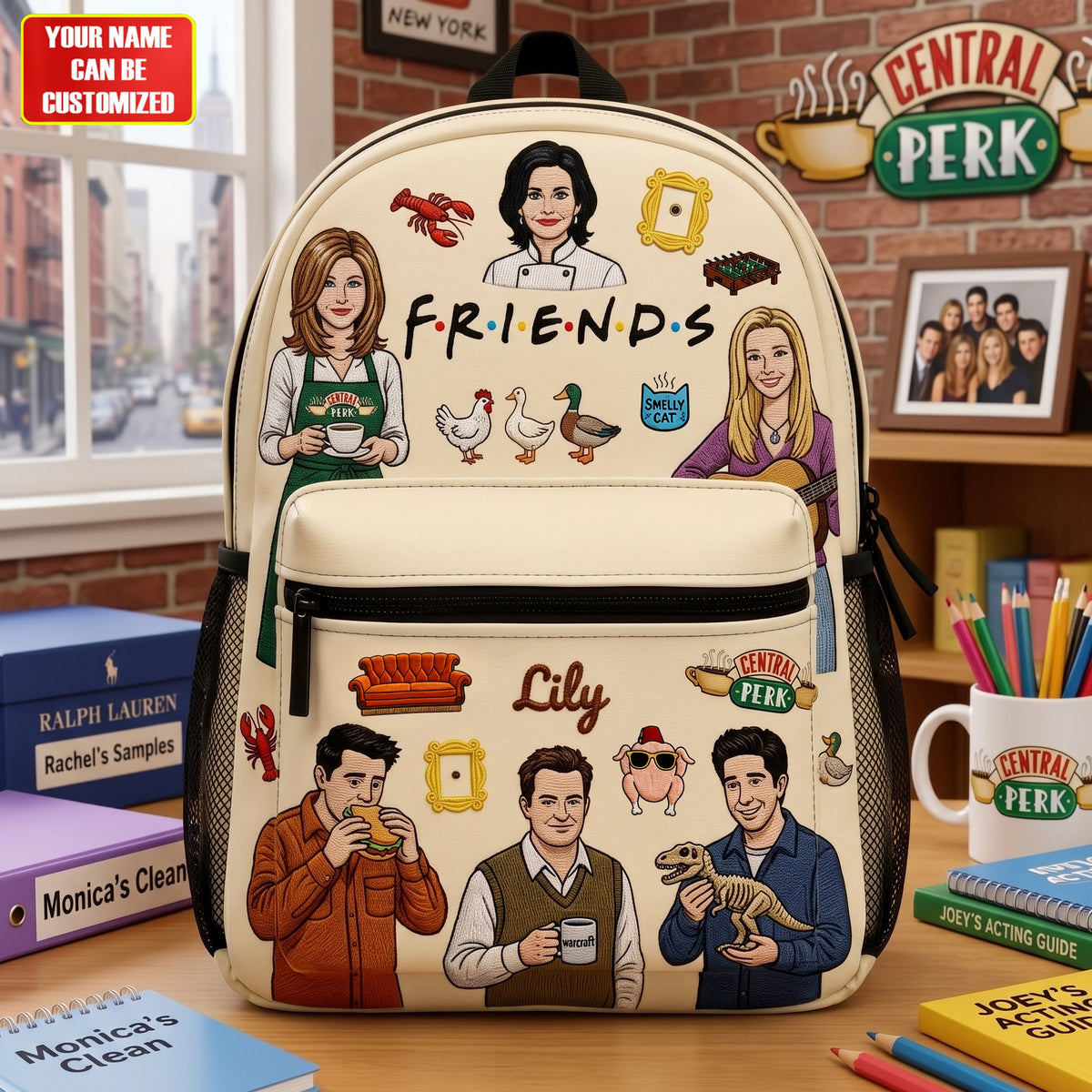 Personalized Friends Backpack with Custom Name – Gift for Sitcom Fans