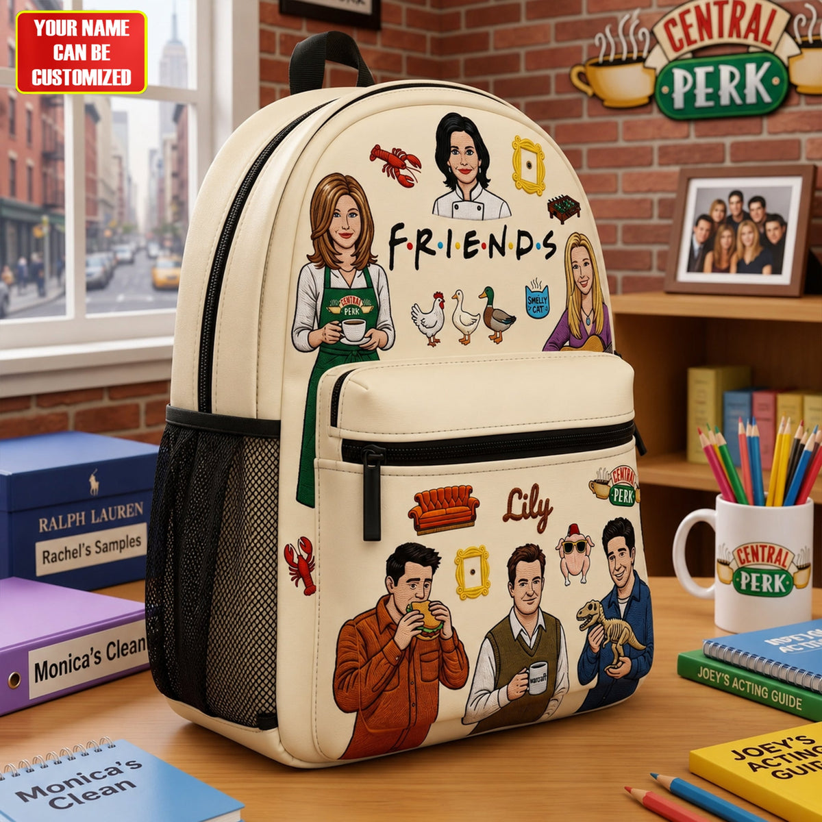 Personalized Friends Backpack with Custom Name – Gift for Sitcom Fans