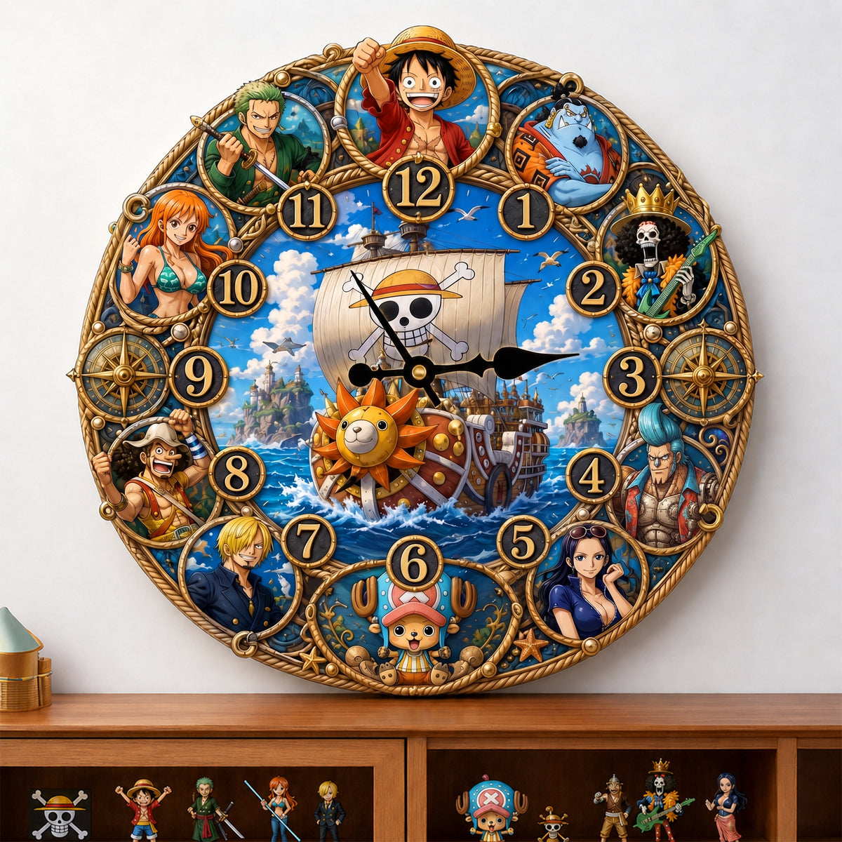 Personalized Pirate Crew Wall Clock – Anime Adventure Gift for Fans