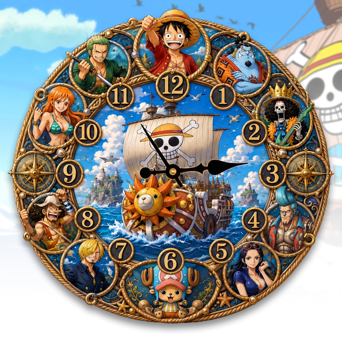 Personalized Pirate Crew Wall Clock – Anime Adventure Gift for Fans