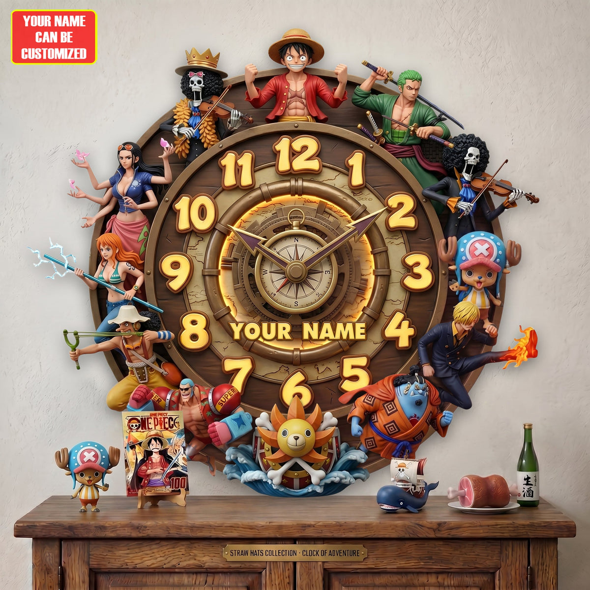 Treasure Voyage Acrylic Hanging Wall Clock - Personalized Gifts For Anime Lovers