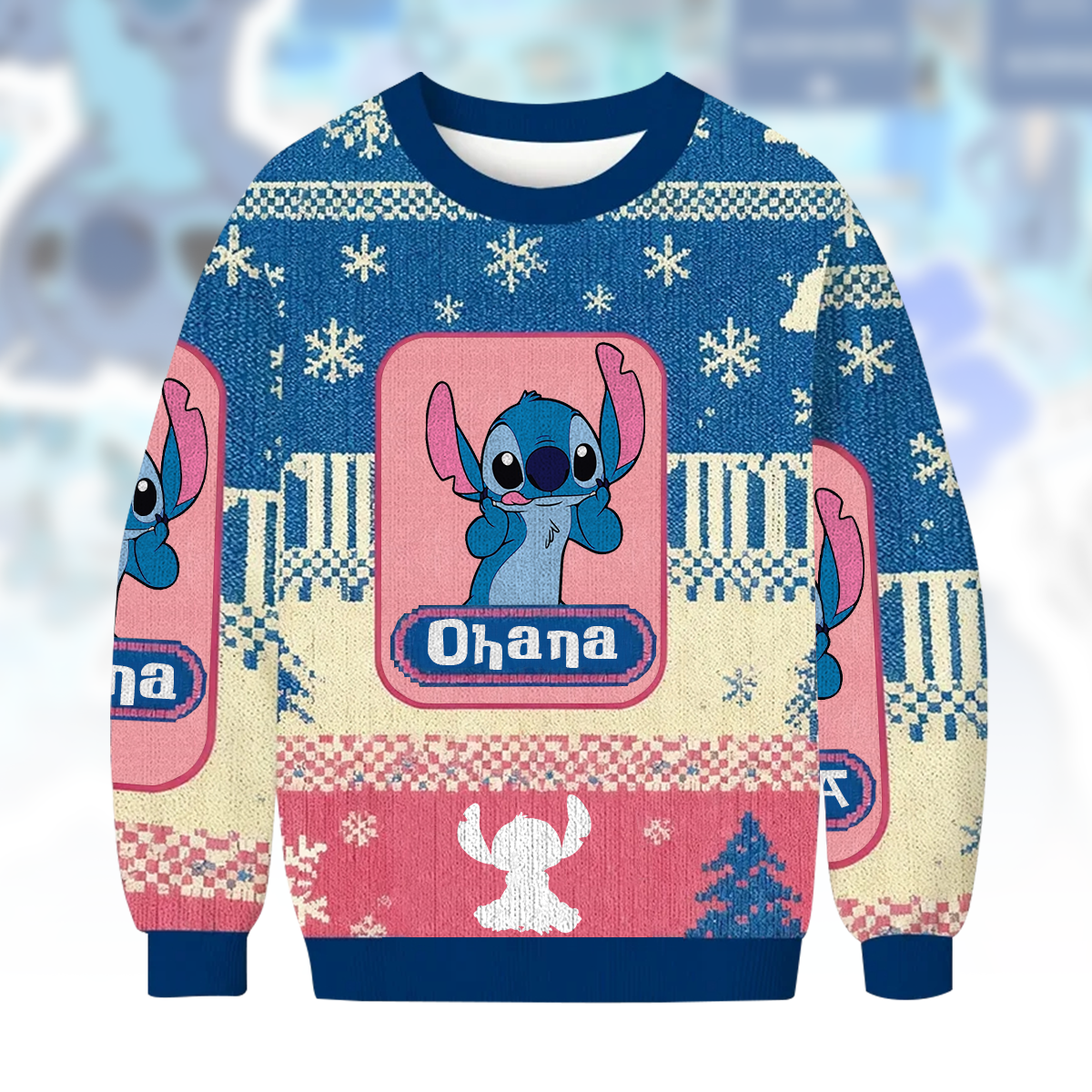 Blue Ohana - Personalized Ohana Ugly Sweater