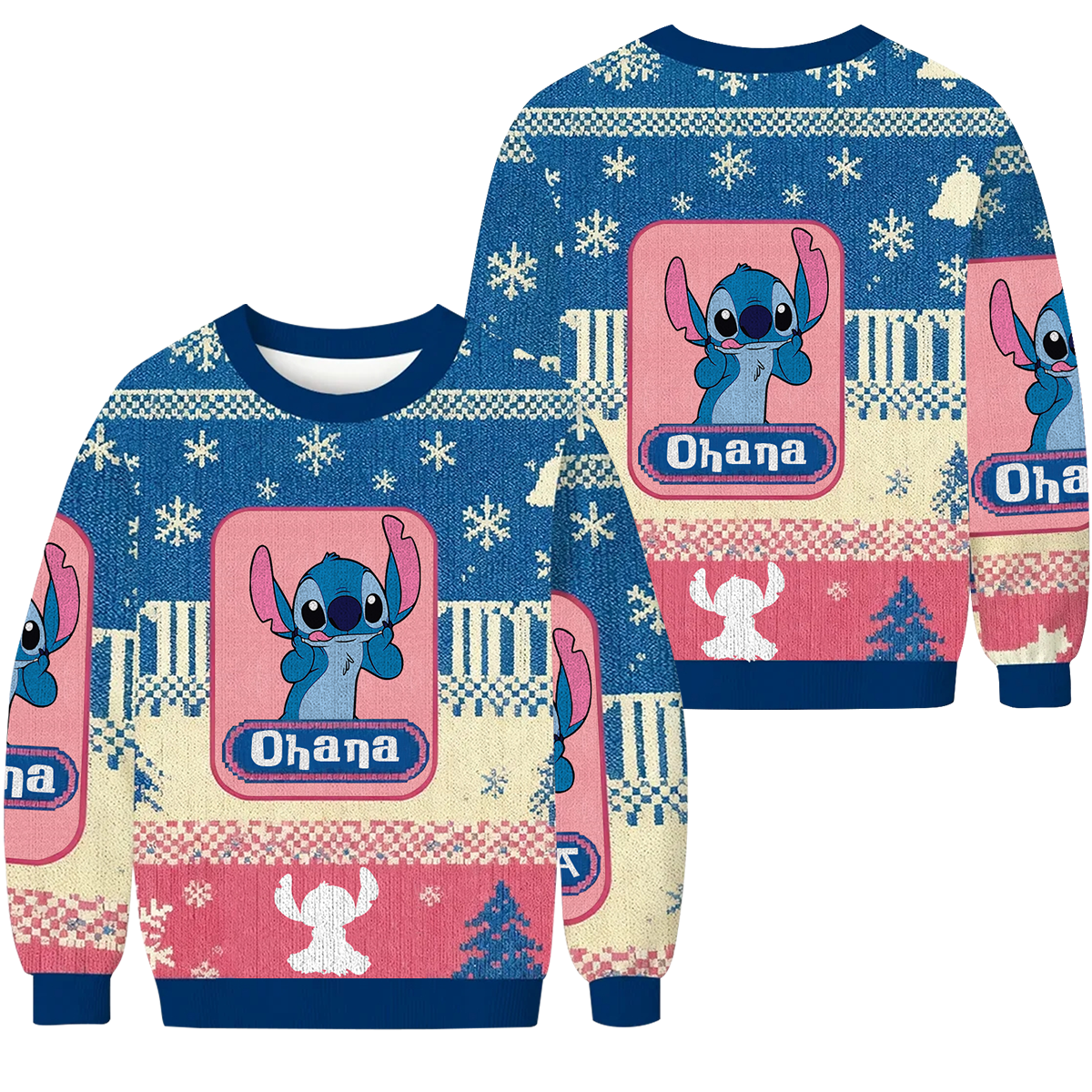 Blue Ohana - Personalized Ohana Ugly Sweater