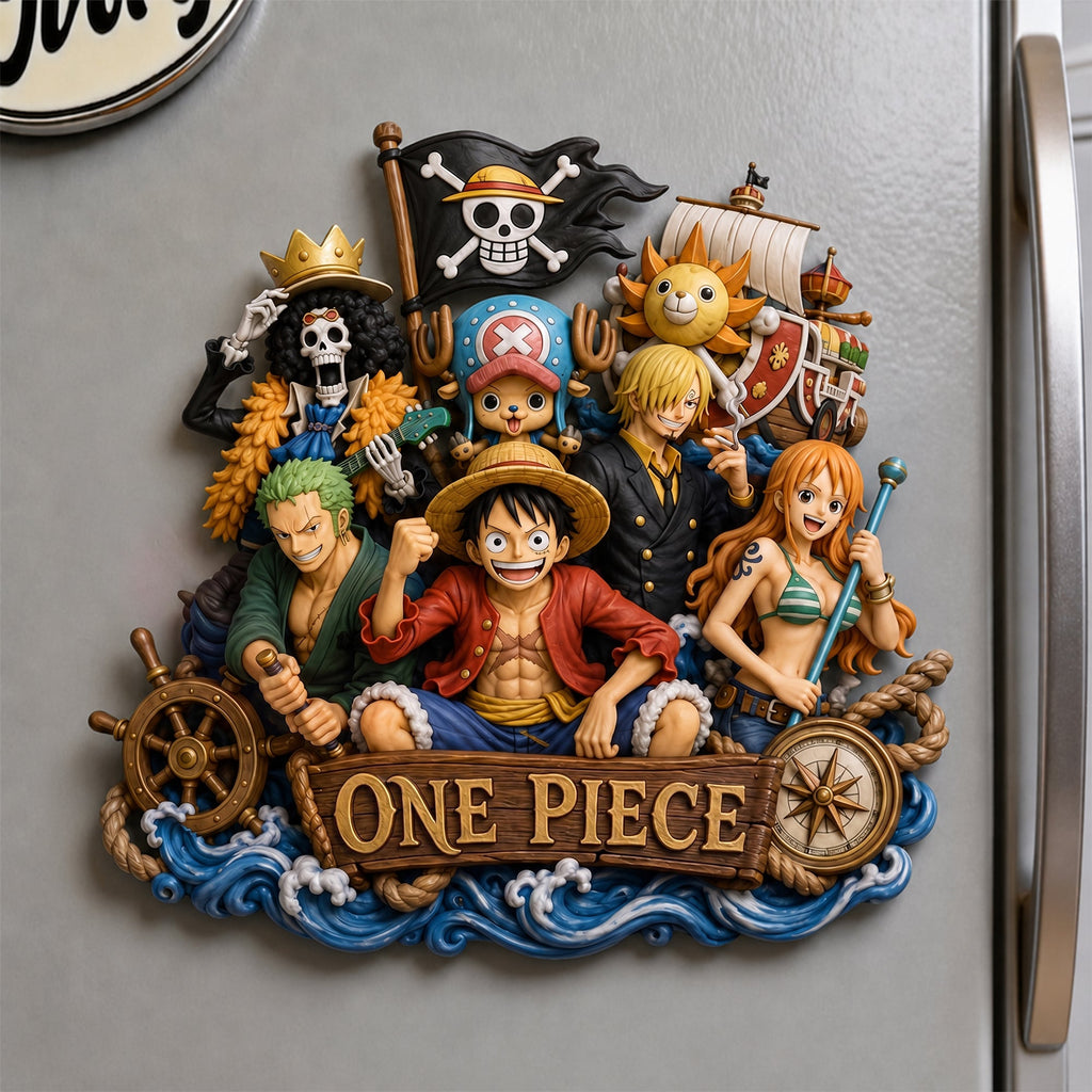 Anime Pirate Friends Magnet – Fridge Decor for Collectors