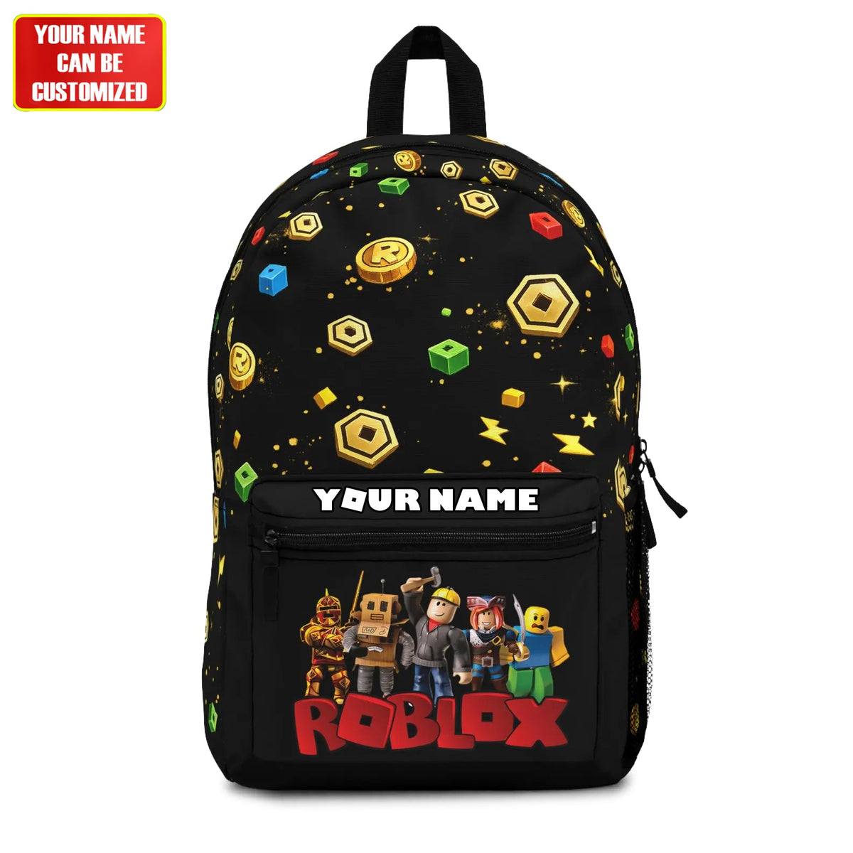Block World Gamer Backpack with Custom Name – Gift for Kids