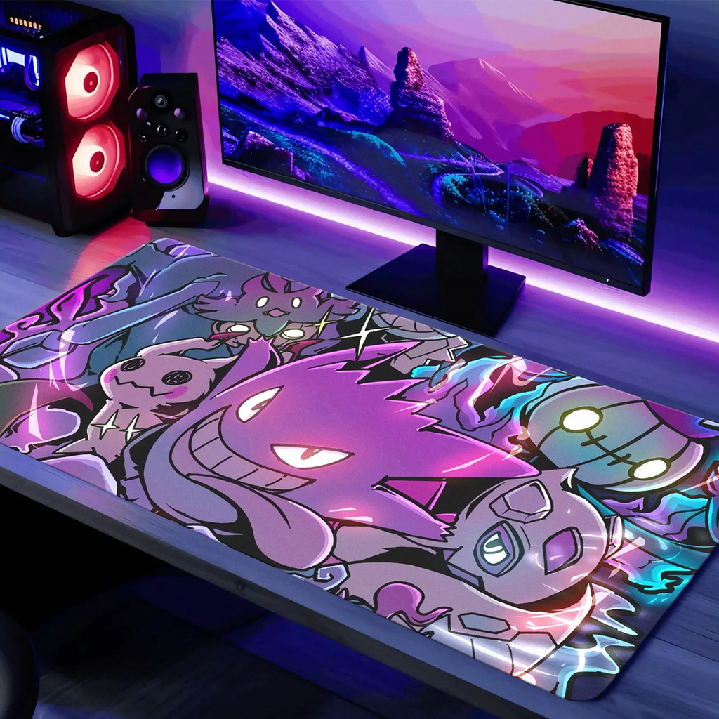 Purple Ghost Monster Gaming Desk Mat – Anime-Inspired Mouse Pad