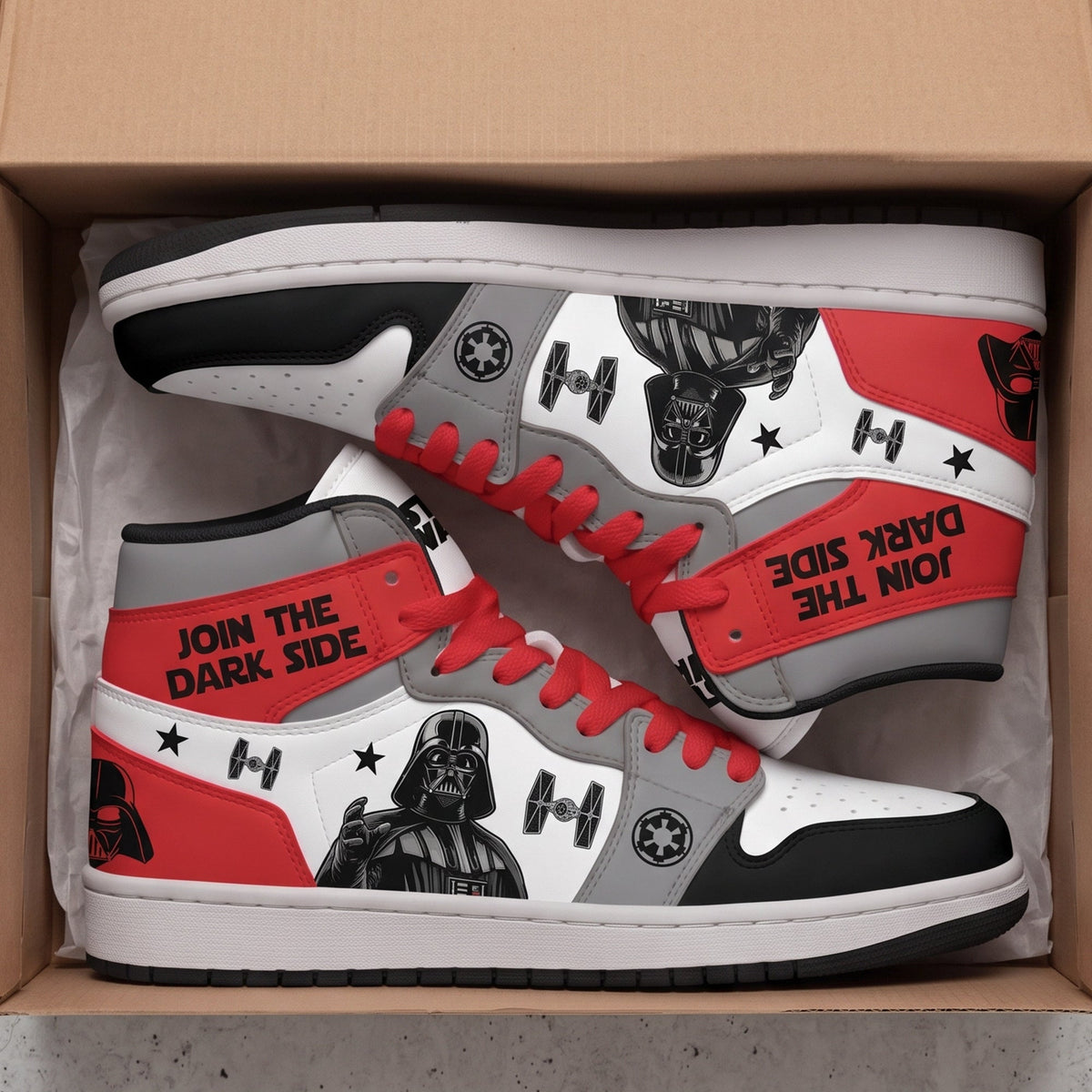 Dark Side AJ1 High Top Sneakers – Galactic Villain Sci-Fi Fan Shoes