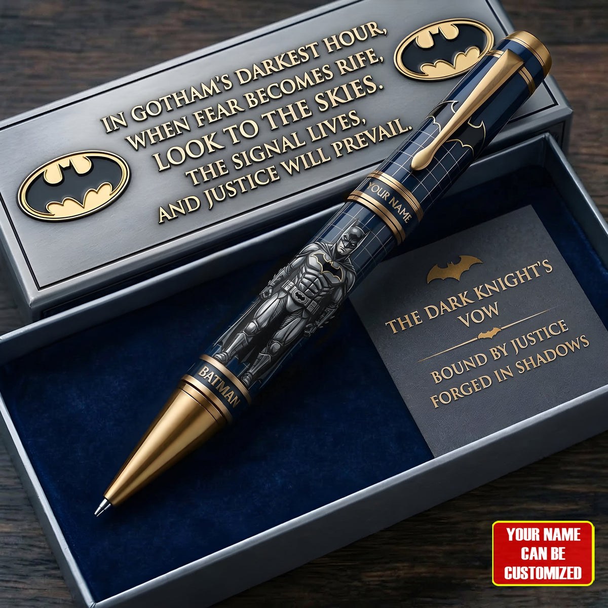 Dark Knight Custom Name Pen – Shadow Hero Collector Writing Pen