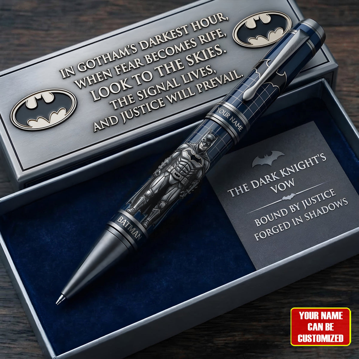 Dark Knight Custom Name Pen – Shadow Hero Collector Writing Pen