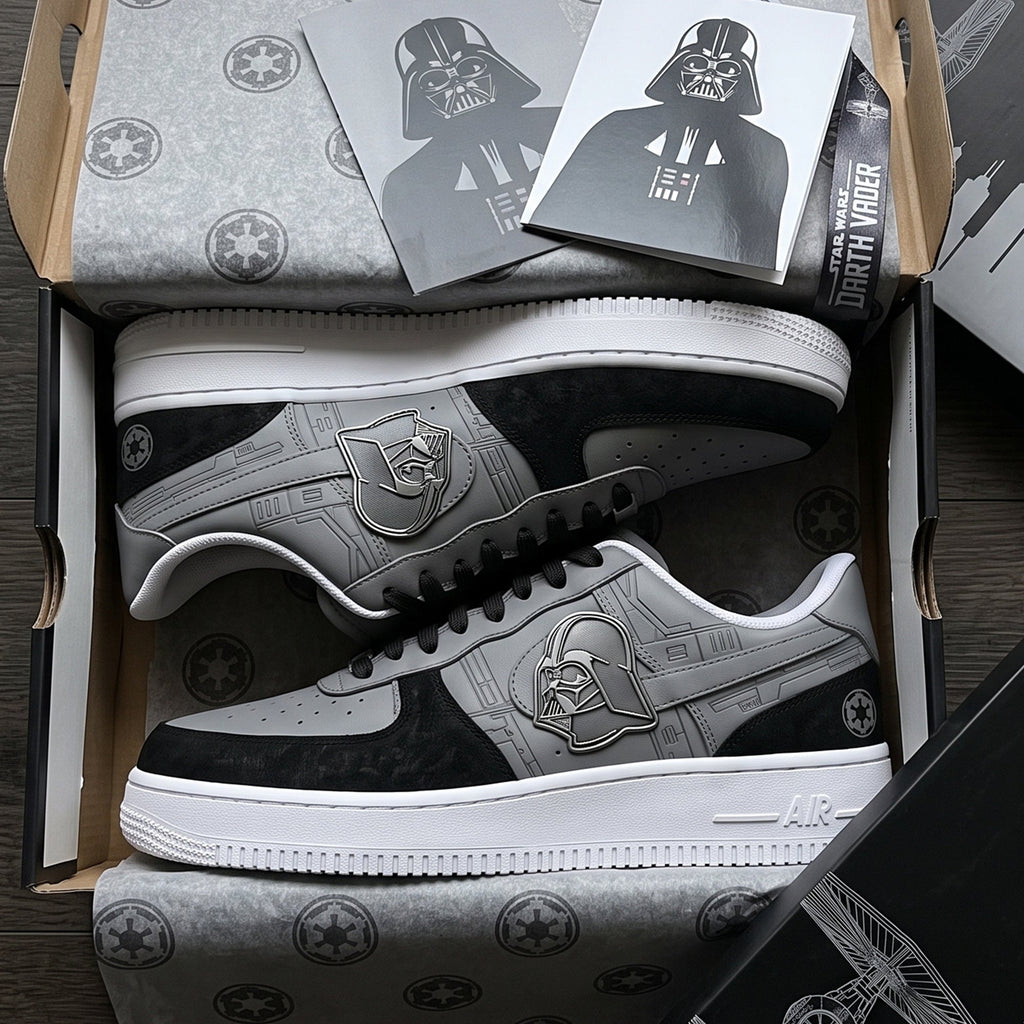 Dark Space AF1 Low Top Sneakers – Black Gray Sci-Fi Fan Shoes