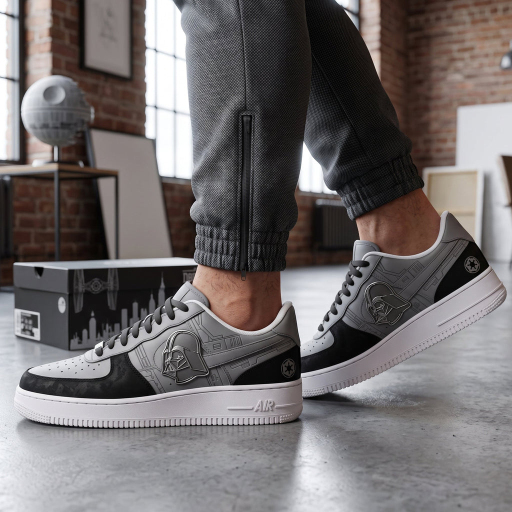 Dark Space AF1 Low Top Sneakers – Black Gray Sci-Fi Fan Shoes