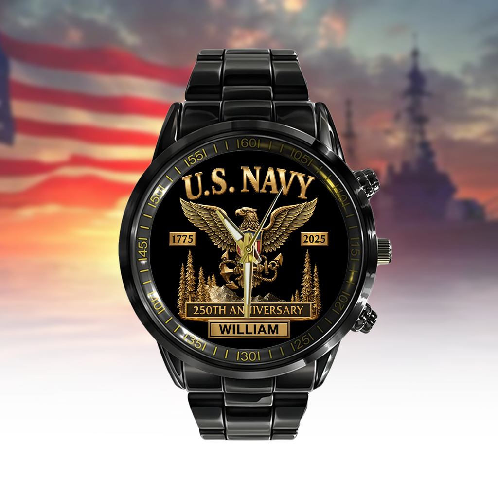 U.S Navy 250th Anniversary - Personalized Veteran Hand Watch