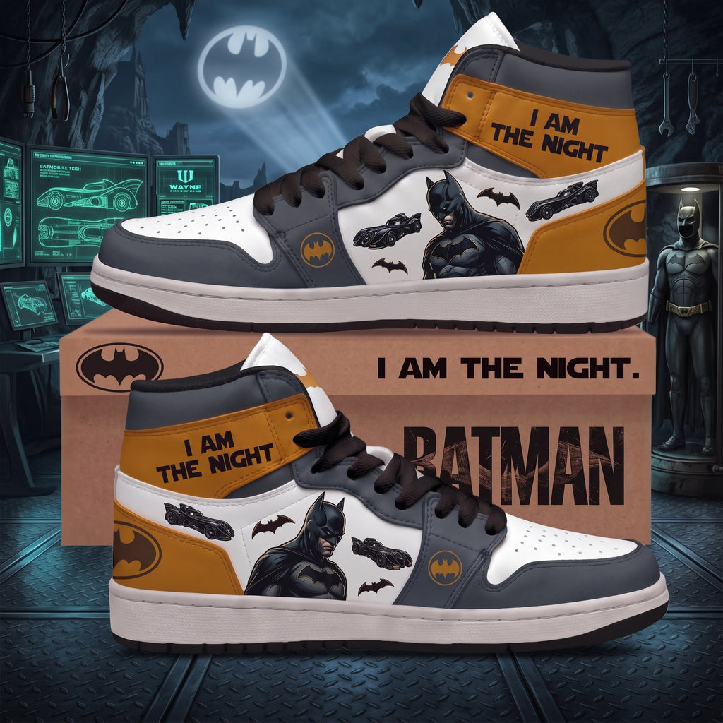 Dark Night Vigilante AJ1 High Top Sneakers – Gothic Hero Fan Shoes