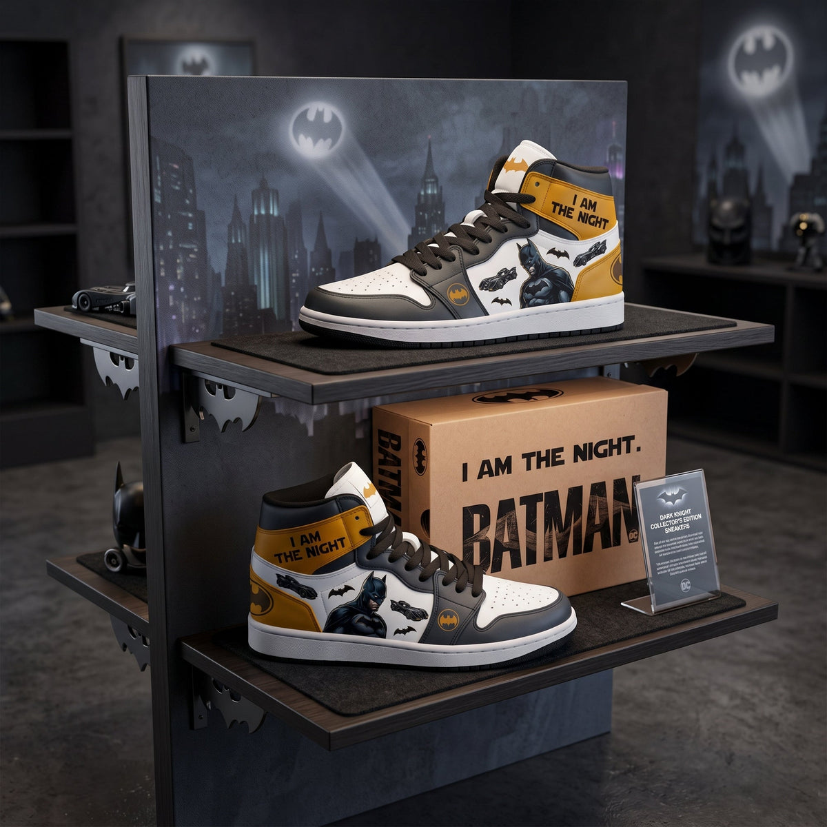 Dark Night Vigilante AJ1 High Top Sneakers – Gothic Hero Fan Shoes