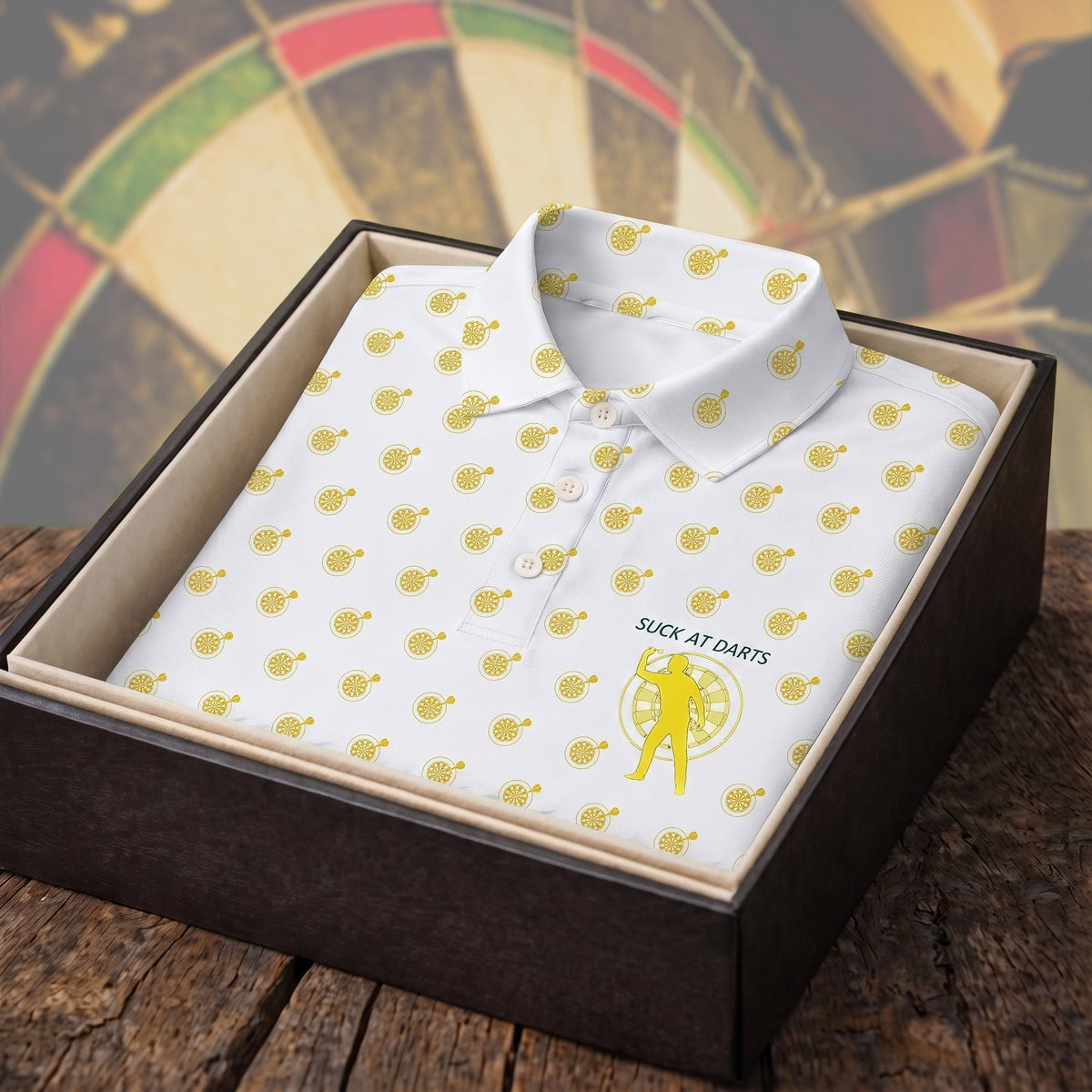 Funny Darts Polo Shirt – “Suck At Darts” Graphic Darts Polo, Casual Sport Gift