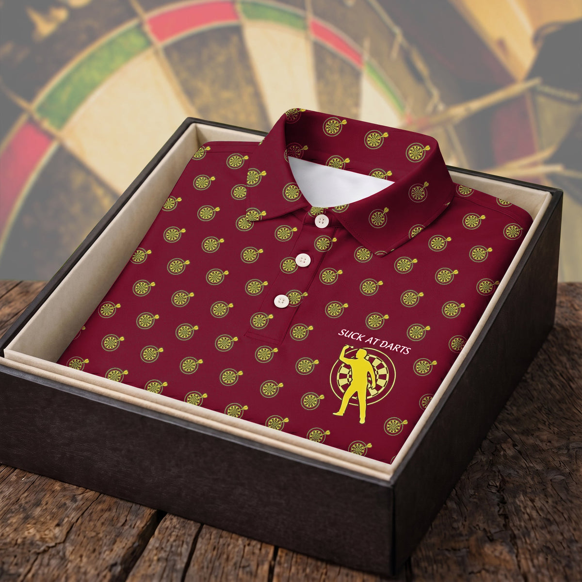 Funny Darts Polo Shirt – “Suck At Darts” Graphic Darts Polo, Casual Sport Gift