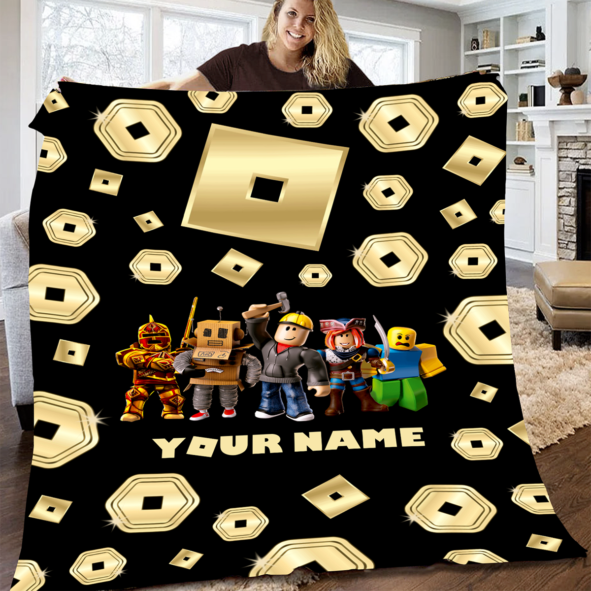 Build Your World – Personalized Gamer Custom Name Blanket