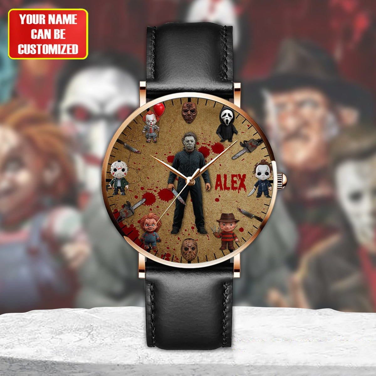 Horror Icons - Personalized Horror Character Leather Watch