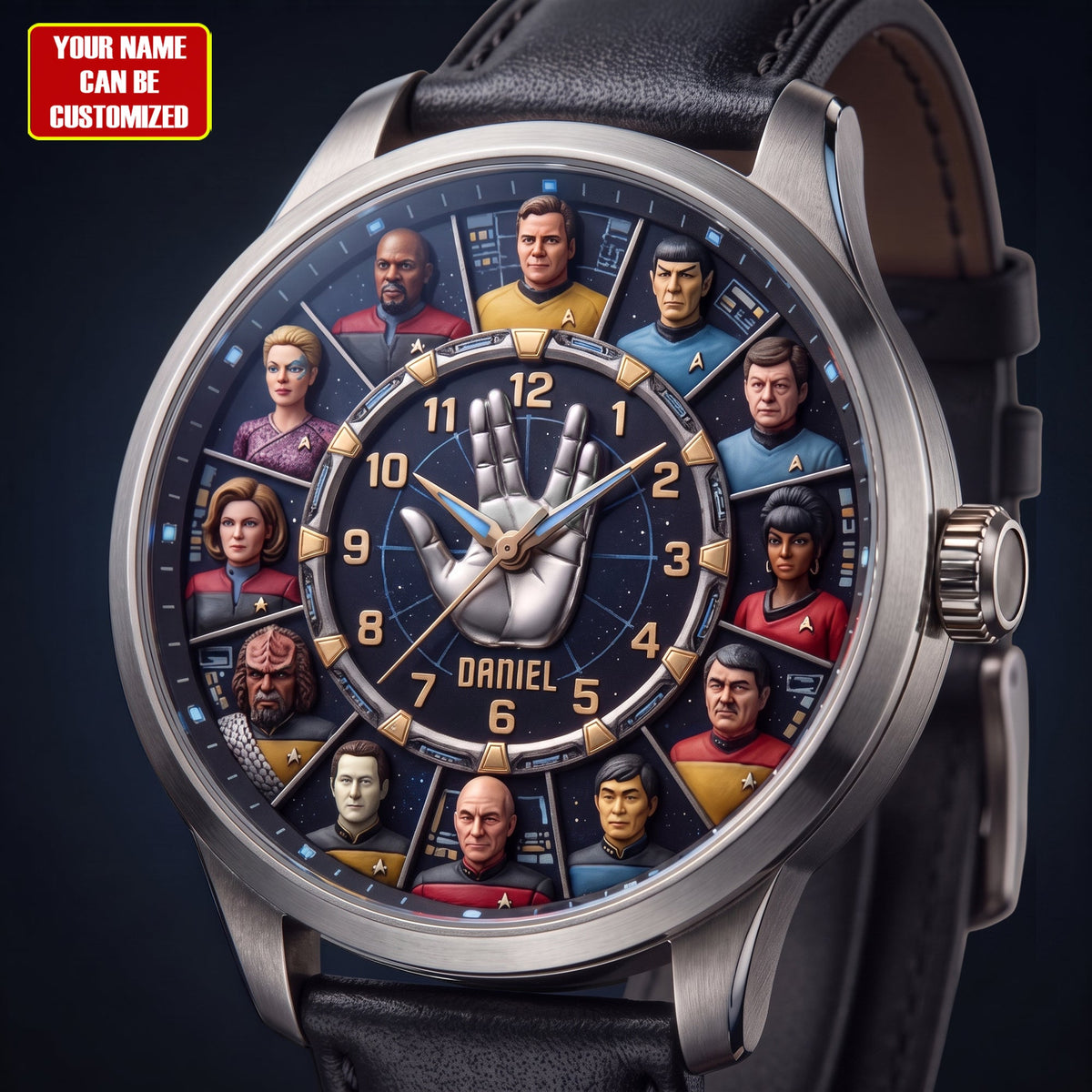 Personalized Space Explorer Luxury Leather Strap Watch