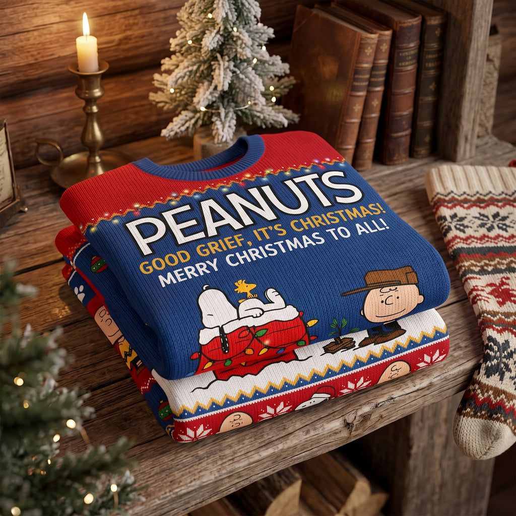 Classic Comic Puppy Christmas Ugly Sweater