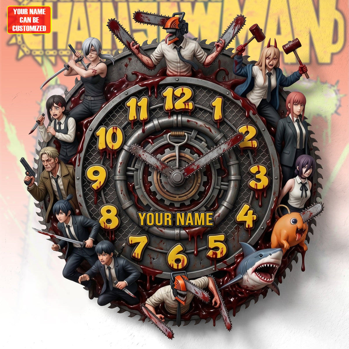 Anime Chainsaw Hunter Acrylic Hanging Wall Clock - Personalized Gifts For Anime Lovers
