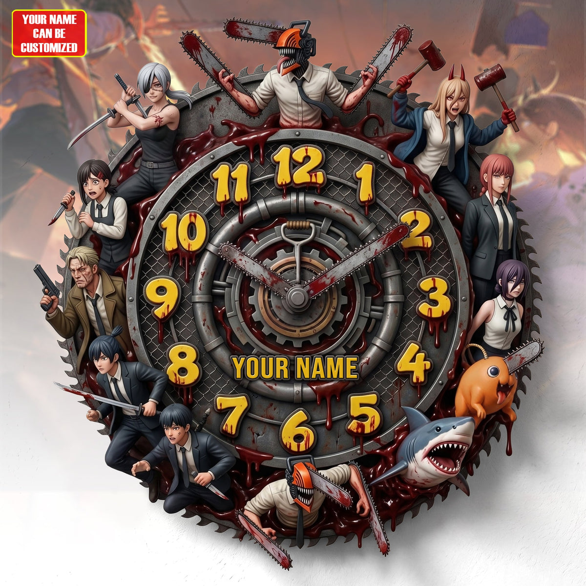 Anime Chainsaw Hunter Acrylic Hanging Wall Clock - Personalized Gifts For Anime Lovers