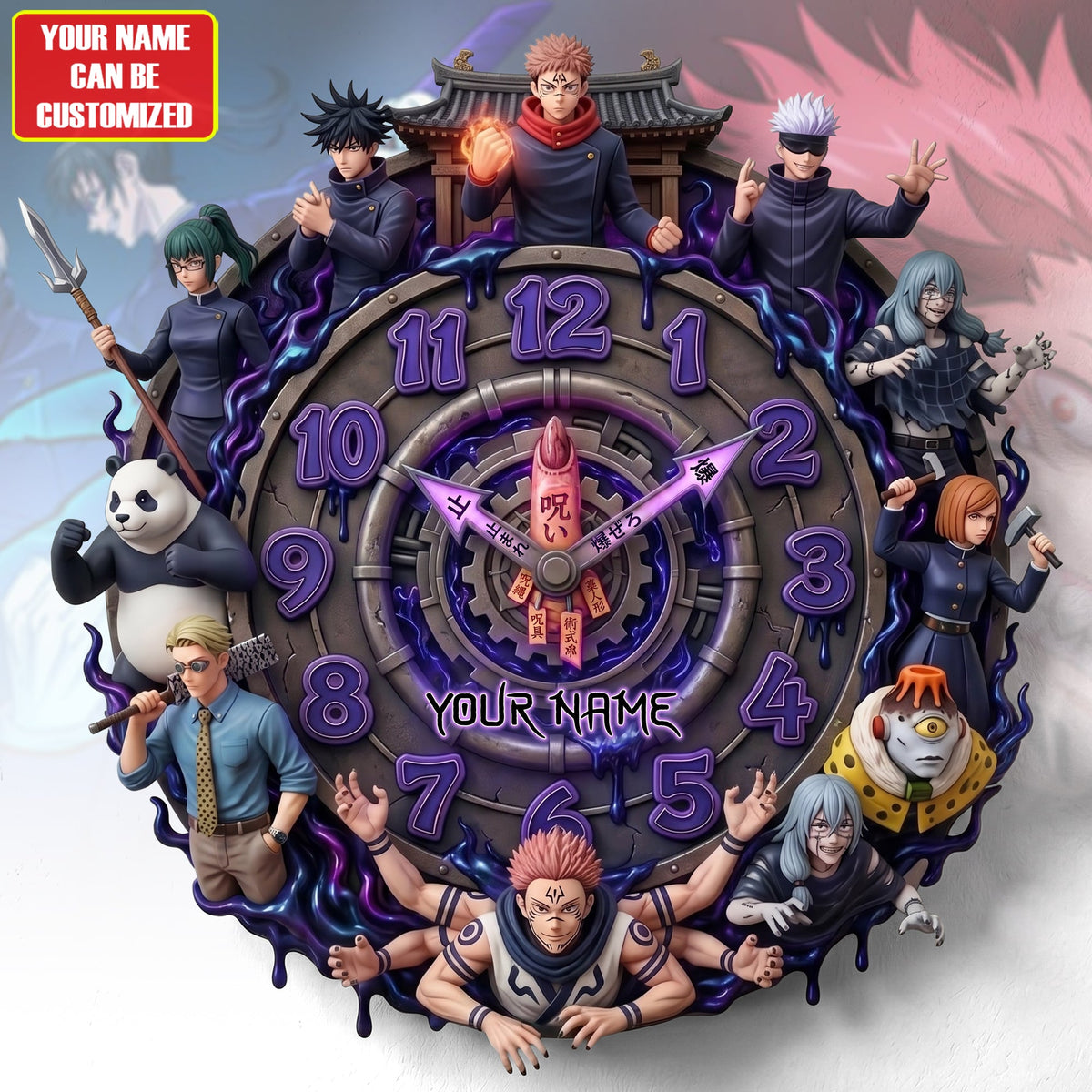 Anime Mystic Curse Fighters Acrylic Hanging Wall Clock - Personalized Gifts For Anime Lovers
