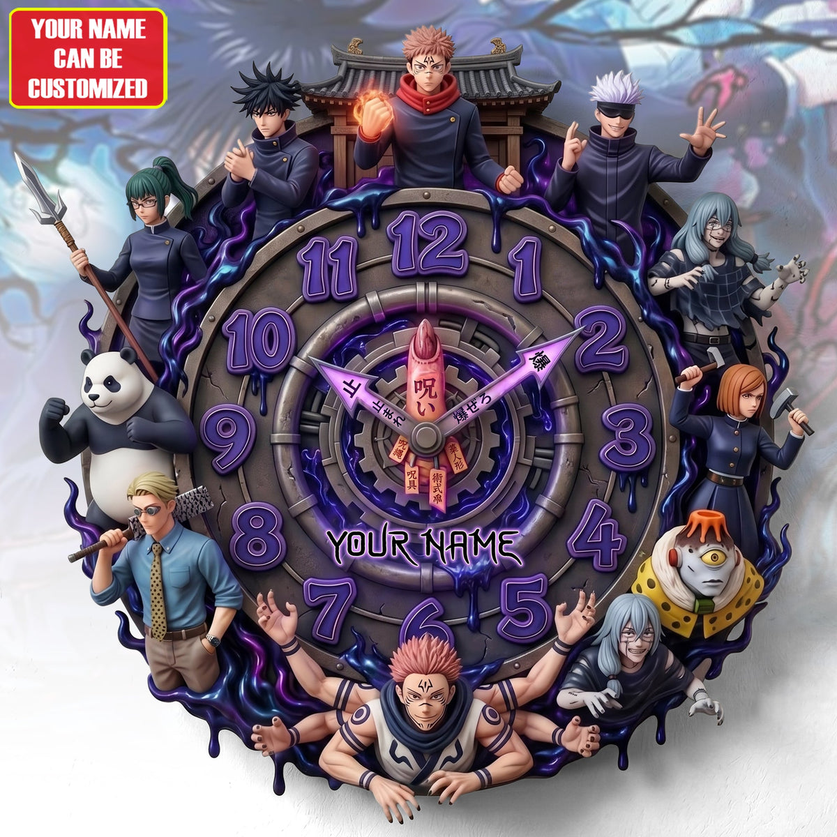 Anime Mystic Curse Fighters Acrylic Hanging Wall Clock - Personalized Gifts For Anime Lovers