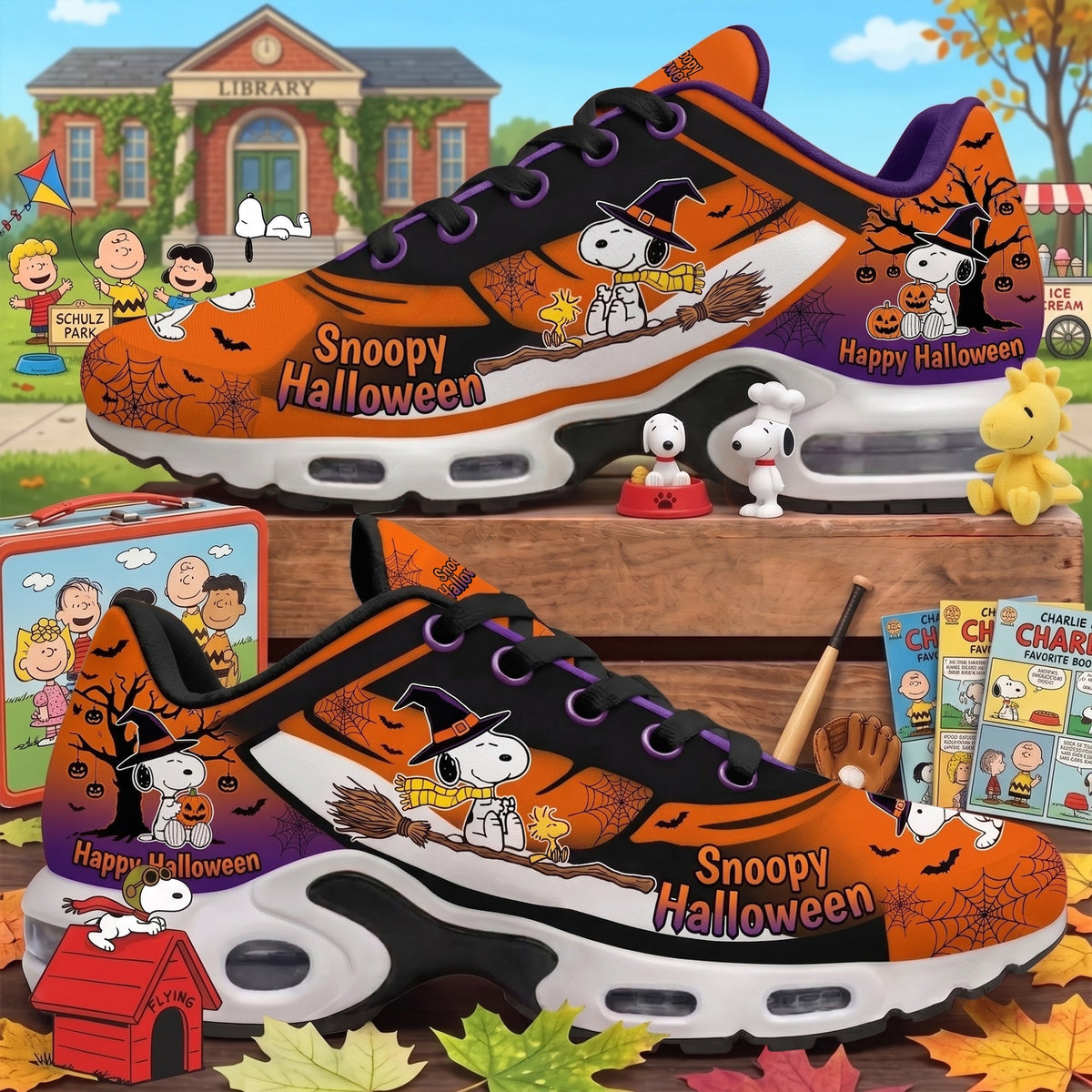 Cute Beagle Halloween Air Cushion Sneakers – Spooky Cartoon Fan Gift