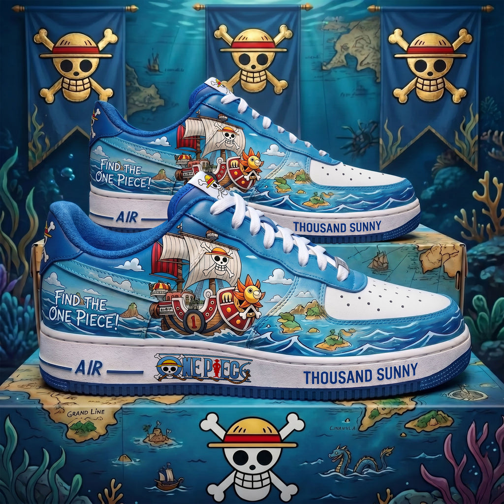 Blue Ocean Adventure Custom Sneakers - Custom Character Low Top Streetwear Shoes